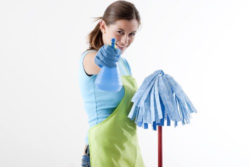 End of tenancy cleaning team at work