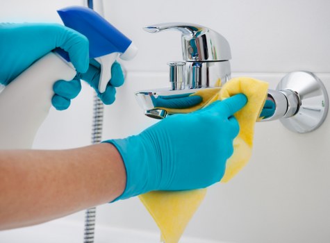 Eco-friendly cleaning products in use
